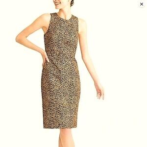 NWOT J. Crew Women's Sleeveless Animal Leopard Print Sheath Dress Sz 0